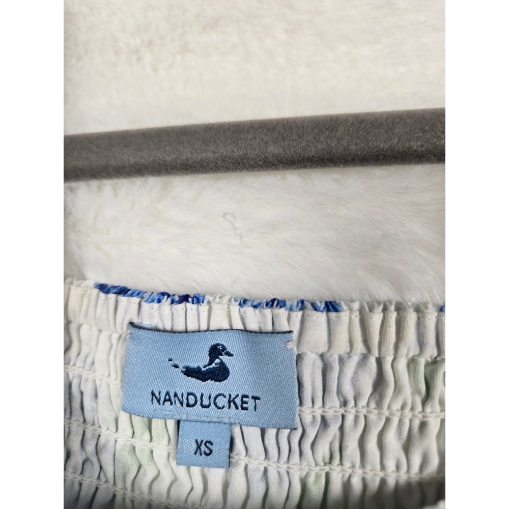 Nanducket Blue Hydrangea Floral Smocked Tiered Cotton Maxi Dress XS Garden Party - Picture 8 of 8